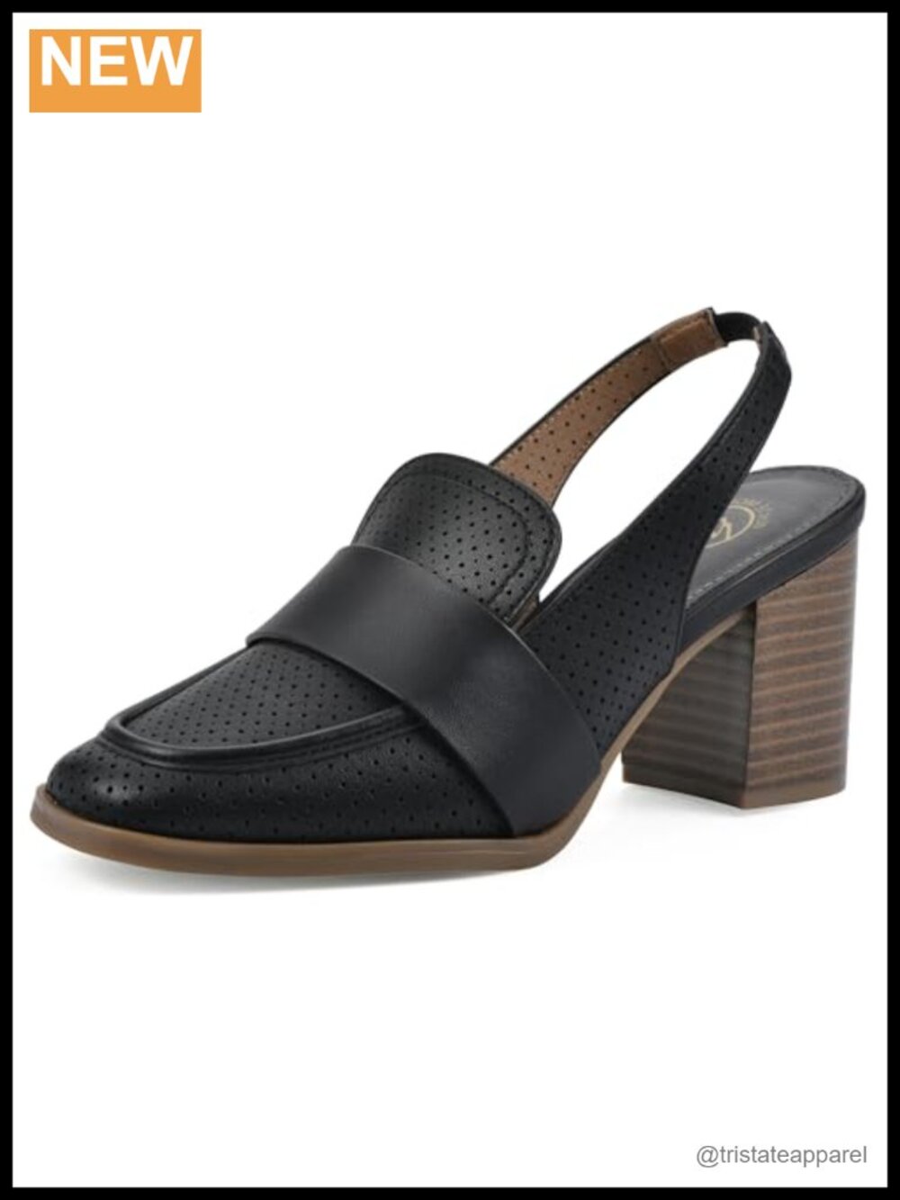 Perforated Heeled Loafer with Cushioned Insole and Block Heel